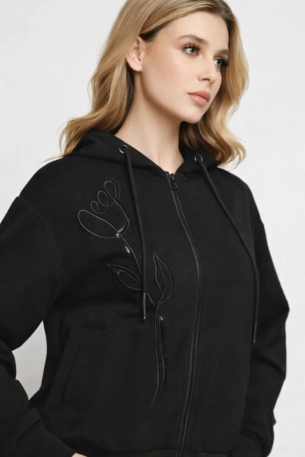 Hanorac damă cu glugă si fermoar  (US1MZ6007)