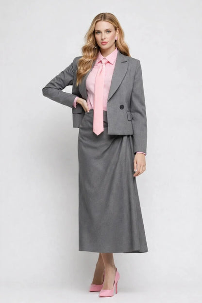 Fustă damă gri crăpată (OF1MZ6036)