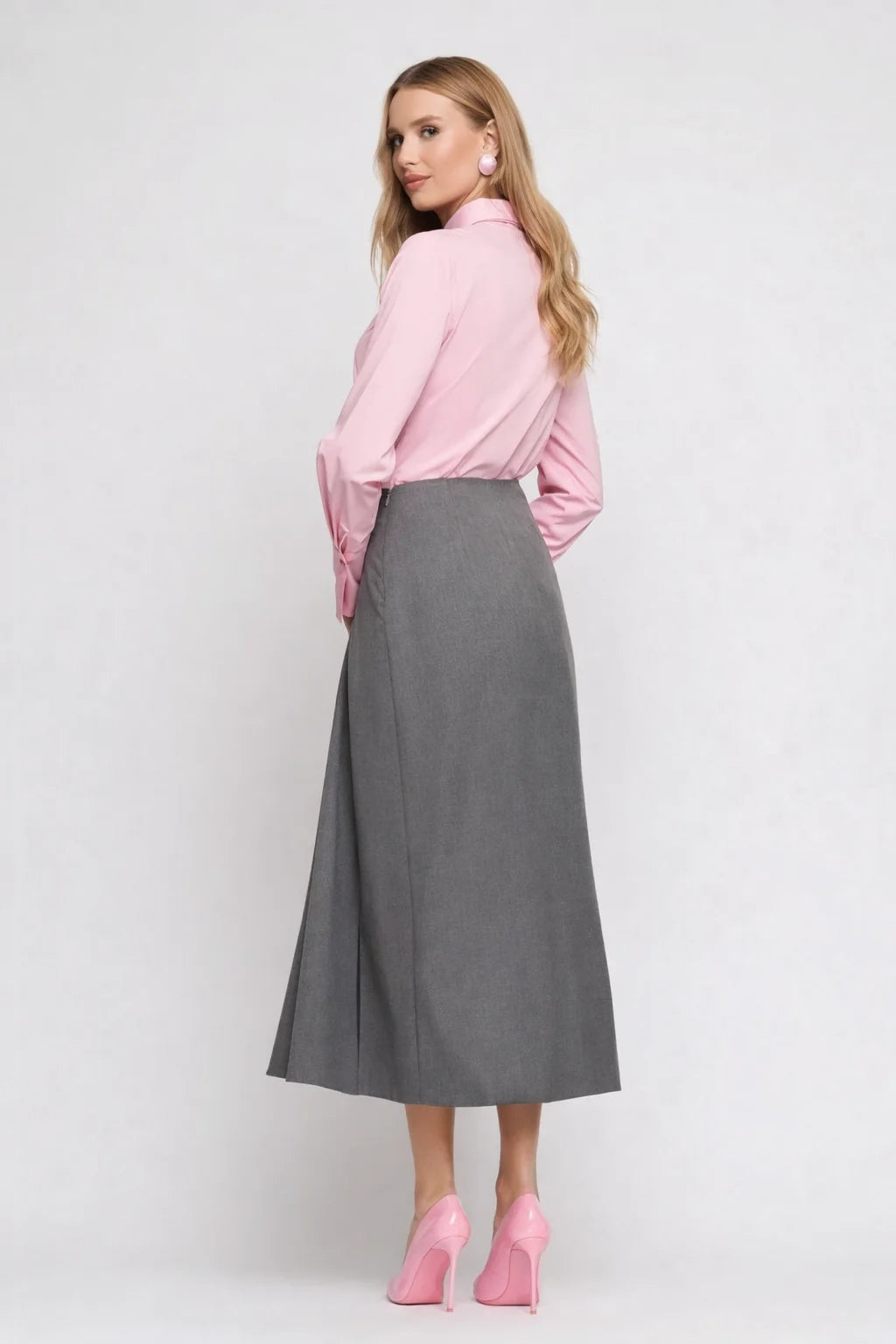 Fustă damă gri crăpată (OF1MZ6036)