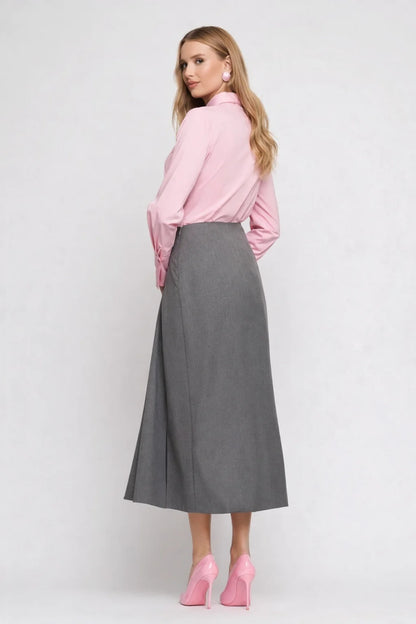 Fustă damă gri crăpată (OF1MZ6036)