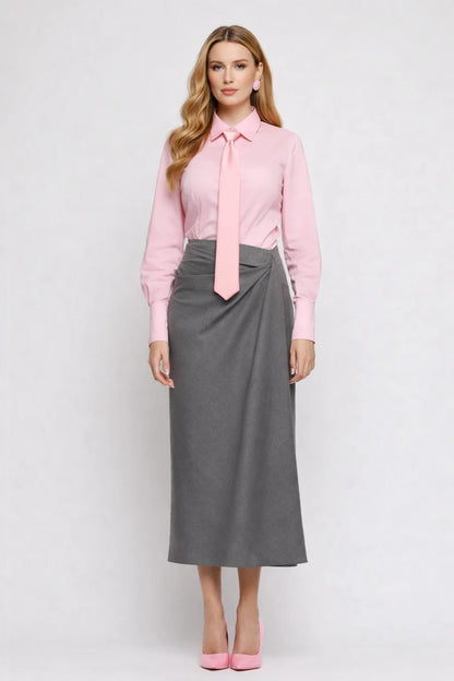 Fustă damă gri crăpată (OF1MZ6036)