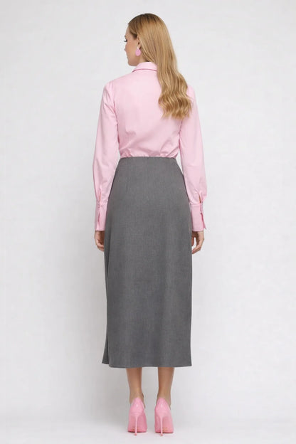 Fustă damă gri crăpată (OF1MZ6036)